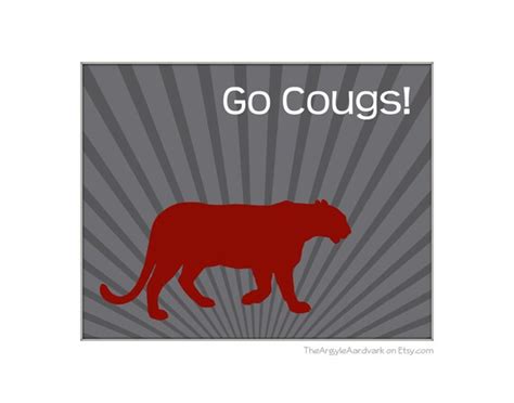 Items similar to WSU Washington State Cougar Mascot Silhouette Art ...