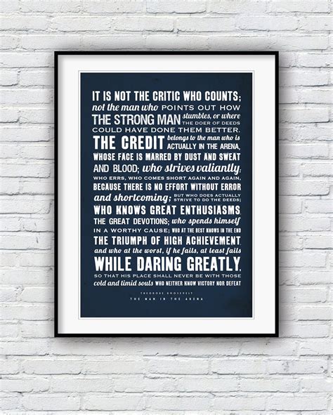 Theodore Roosevelt The Man in the Arena Quote poster by Redpostbox