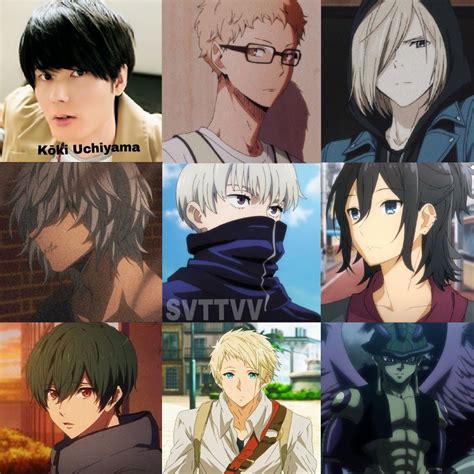 some anime characters with different hair colors