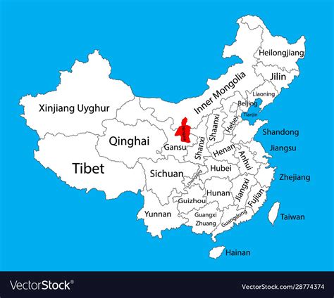 Ningxia province map china Royalty Free Vector Image