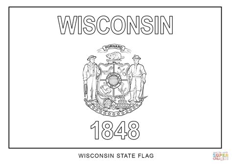 wisconsin state flag to color - Clip Art Library