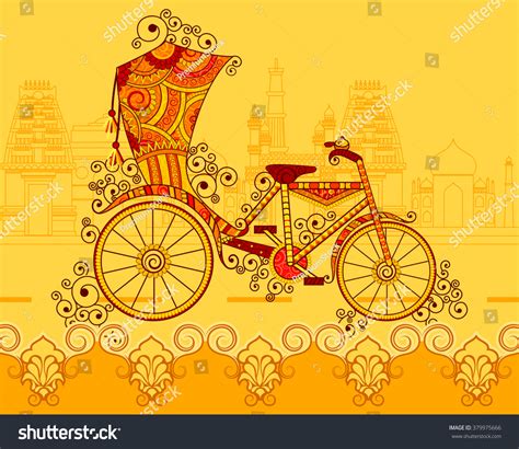 Vector Design Cycle Rickshaw Indian Art Stock Vector (Royalty Free ...