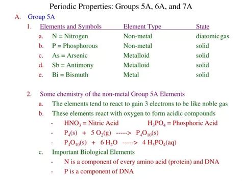 PPT - Periodic Properties: Groups 5A, 6A, and 7A Group 5A Elements and ...