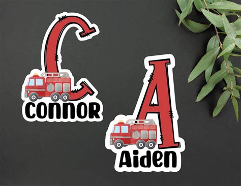 Personalized Kids Firetruck Sticker Kids Name Firetruck Sticker Personalized Fireman Kids Gift ...