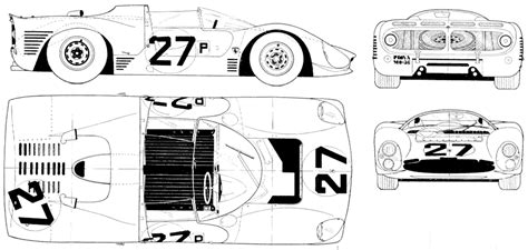 Ferrari 330 P3 1966 Blueprint - Download free blueprint for 3D modeling