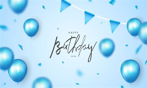 Premium Vector | Happy birthday banner blue celebration background