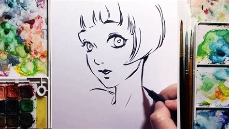 Brush Pen Speed Drawing - YouTube