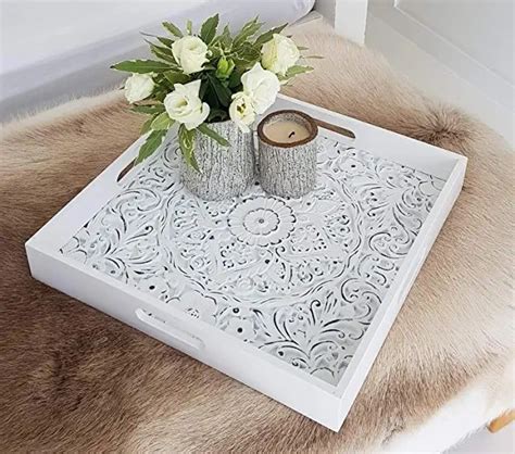 Amazon.com: round ottoman floral | Serving tray decor, Tray decor, Tray