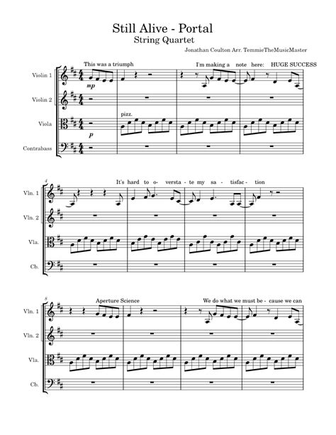 Still Alive - Portal Sheet music for Contrabass, Violin, Viola (String ...