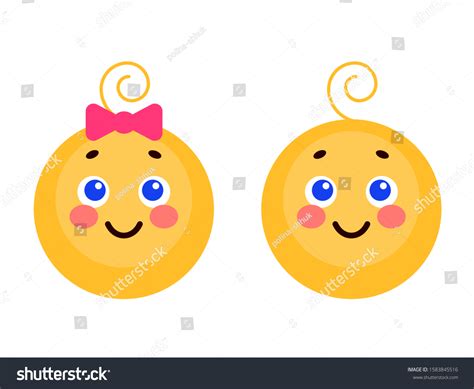 Yellow Round Emoji Baby Girl Boy Stock Vector (Royalty Free) 1583845516 ...