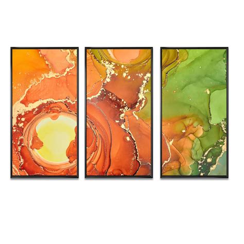 Everly Quinn Brown And Green Luxury Abstract Fluid Art Framed On Canvas ...