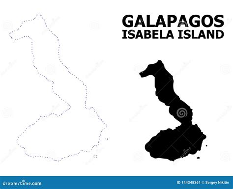 Vector Contour Dotted Map of Galapagos - Isabela Island with Name Stock Vector - Illustration of ...