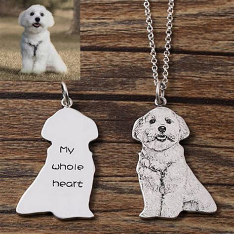 Personalized Sterling Silver Custom Pet Photo Engraved Necklace