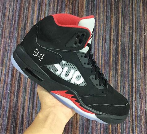 Supreme Air Jordan 5 Black Fire Red - Sneaker Bar Detroit