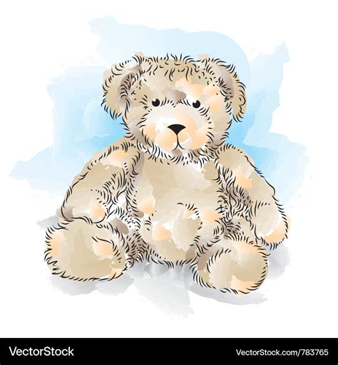 Drawing teddy bear color Royalty Free Vector Image