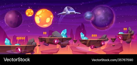 Space game platform cartoon 2d gui alien planet Vector Image