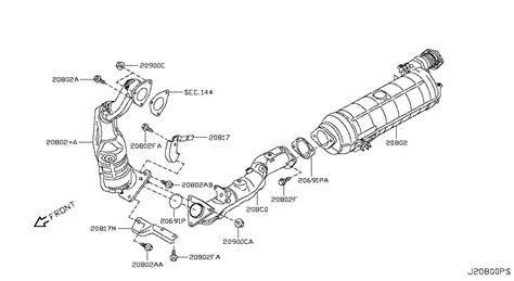 Illustrated 2002 Nissan Pathfinder Exhaust System Diagram