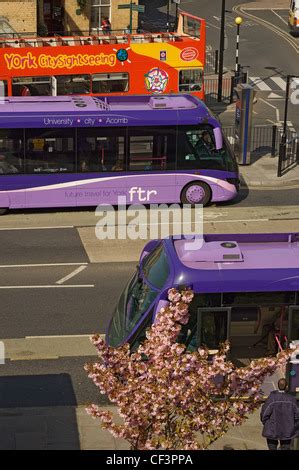 A bendy bus and a double decker bus at a bus stop in London Stock Photo ...