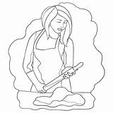 Girl baker  People Coloring pages For Adults Free sketch template