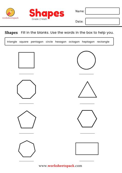 2D Shapes Printable Worksheet - worksheetspack