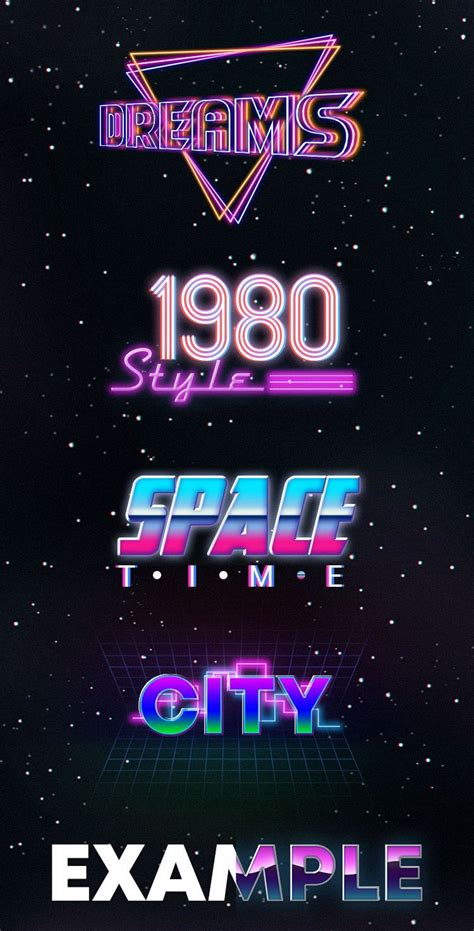 Free 80s Retro Style Text Effect PSD | Graphic design text, Retro graphic design, Synthwave art