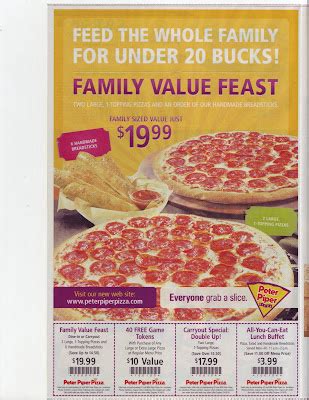 Tons O Coupons: $50 in peter piper pizza coupons