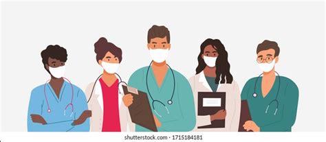 Diverse Group Medics Health Workers Standing Stock Vector (Royalty Free) 1715184181 | Shutterstock