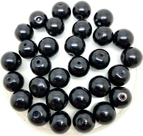 Black Glass Pearls - round faux pearl beads 3mm 4mm 6mm 8mm 10mm 12mm craft | eBay