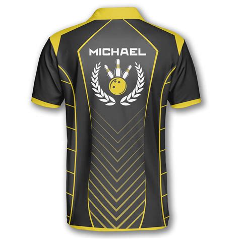 Bowling Yellow Sports Style Emblem Custom Bowling Shirts for Men - Primesty