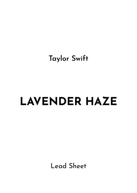 Lavender Haze (arr. Jireh J.) Sheet Music | Taylor Swift | Piano Chords ...