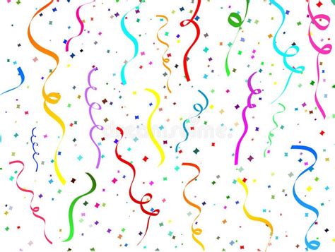 colorful streamers and confetti on white background