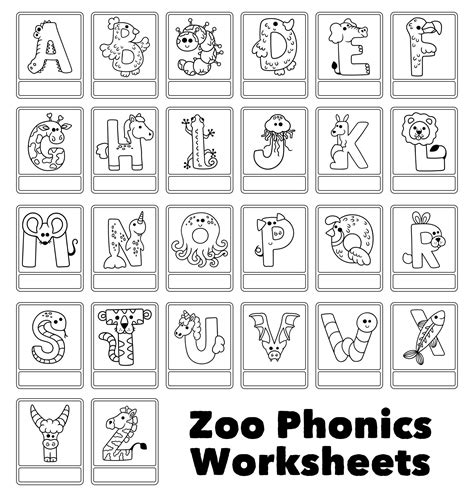 Printable Zoo Phonics Worksheets Zoo Phonics, Phonics Flashcards, Phonics Cards, Phonics Free ...