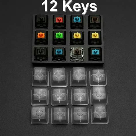 12 Keycaps Mechanical Keyboard Switches Tester Kit Translucent Clear ...