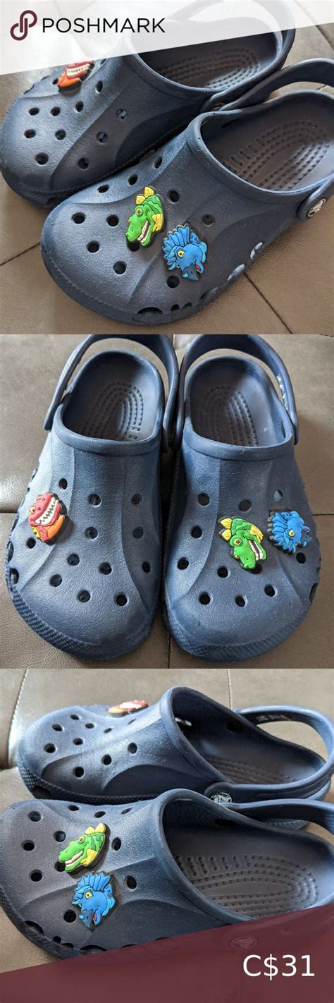 Crocs navy blue with dinosaur jibbitz | Blue crocs, Crocs, Navy blue