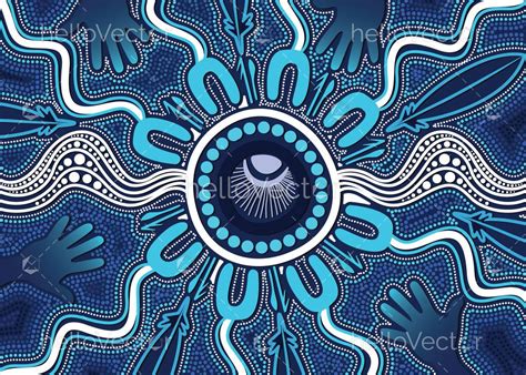 Aboriginal art blue background - Download Graphics & Vectors