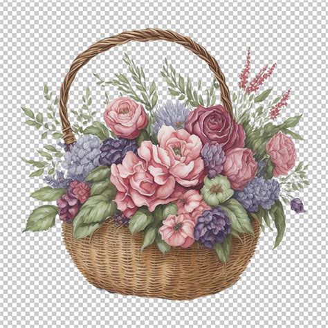 Premium PSD | Watercolor basket flower