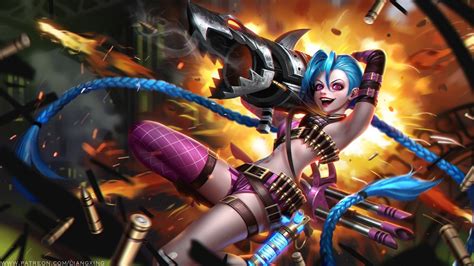 League Of Legends Champion Jinx Epithet The Loose Cannon Abilities Flame Chompers Super Mega ...