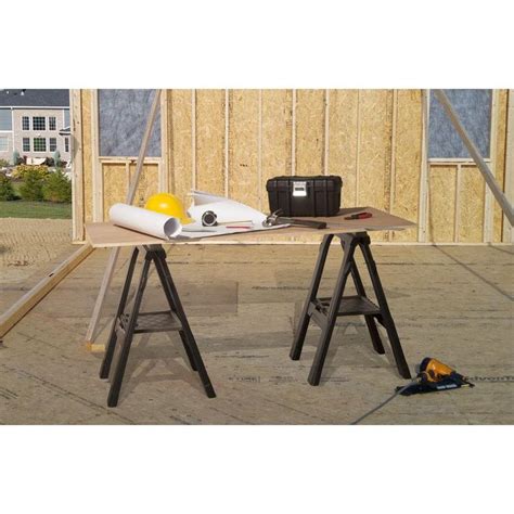 Husky Heavy Duty 27.3 in. Plastic Folding Sawhorses (2-Pack)-226862 - The Home Depot | Folding ...