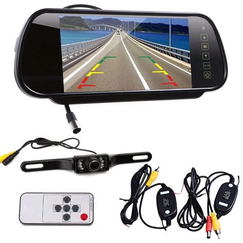 7" LCD Mirror Monitor+Wireless Car Reverse Rear View Backup Camera ...