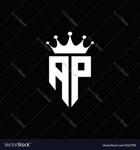 Ap logo monogram emblem style with crown shape Vector Image