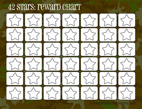 Camo rewards charts (42 stars) – Free printable downloads from ChoreTell