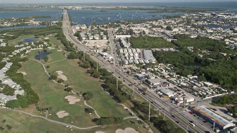 5K stock footage aerial video of following Overseas Highway through ...