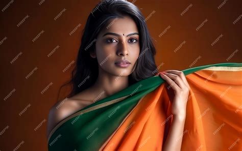 Premium AI Image | Young beautiful Indian Women holding the Indian flag on 15th August India ...