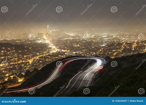 Twin Peaks View at Night, San Francisco Stock Image - Image of ...