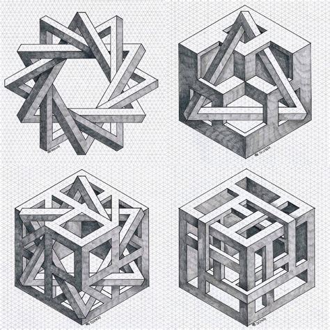 Illusion Drawings, 3d Drawings, Illusion Art, Isometric Grid, Isometric Drawing, Escher Kunst ...