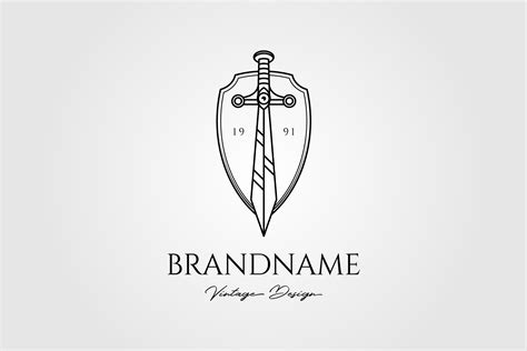 Sword Shield Logo Vintage Vector Design Graphic by lawoel · Creative ...