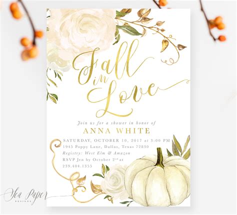 Fall Bridal Shower Invitation: Fall in Love Autumn Bridal | Etsy