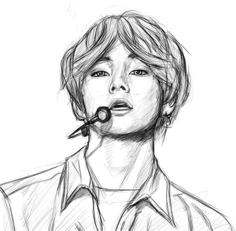 Sketch of BTS V Taehyung by Light255 on DeviantArt