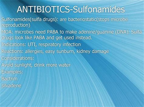 Sulfa based antibiotics list