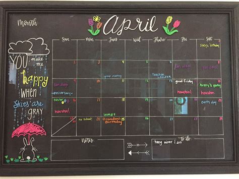 April chalkboard | Chalkboard calendar, Chalkboard doodles, Chalkboard wall